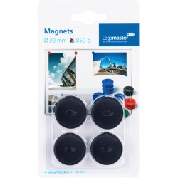 Magneet Legamaster 30mm 850gr zwart 4 stuks
