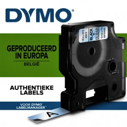 Labeltape Dymo D1 45010 720500 12mmx7m polyester zwart op transparant