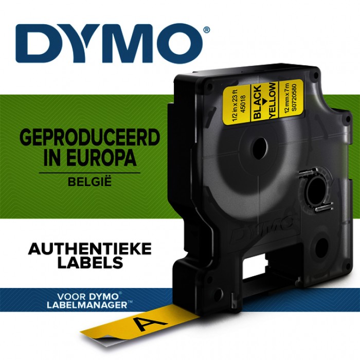 Labeltape Dymo LabelManager D1 polyester 12mm zwart op geel