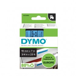 Labeltape Dymo D1 45806 720860 19mmx7m polyester zwart op blauw