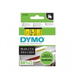Labeltape Dymo D1 45808 720880 19mmx7m polyester zwart op geel