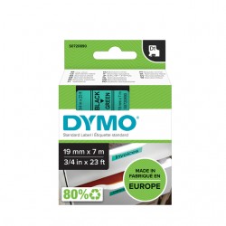 Labeltape Dymo D1 45809 720890 19mmx7m polyester zwart op groen