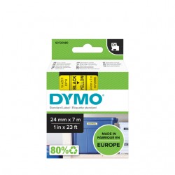 Labeltape Dymo D1 53718 720980 24mmx7m polyester zwart op geel
