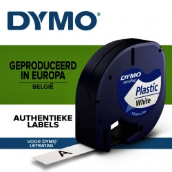 Labeltape Dymo 91201 12mmx4m letratag wit/zwart