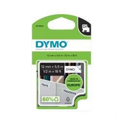 Labeltape Dymo 16955 D1 718060 12mmx5.5m poly zwart op wit