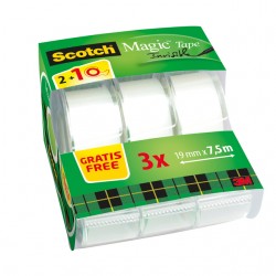 Plakband Scotch Magic 810 19mmx7.5m onzichtbaar mat 2+1 gratis + afroller