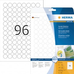 Etiket HERMA 4386 rond 20mm verwijderbaar wit 2400st