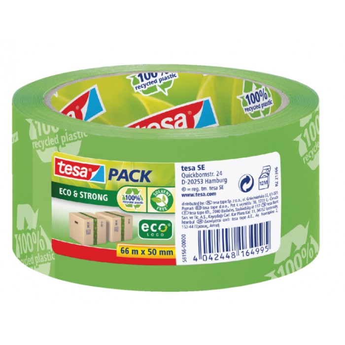 Verpakkingstape tesapack® Eco & Strong 66mx50mm groen bedrukt