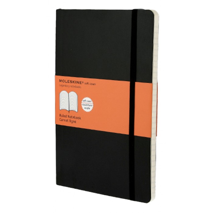 Notitieboek Moleskine large 130x210mm lijn soft cover zwart