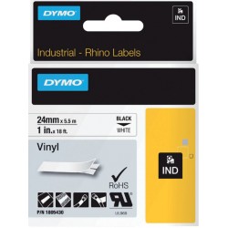 Labeltape Dymo Rhino 18054 24mmx5.5m vinyl zwart op wit