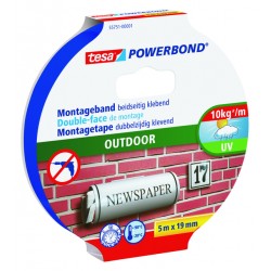 Montagetape tesa® Powerbond Outdoor dubbelzijdig 5mx19mm transparant