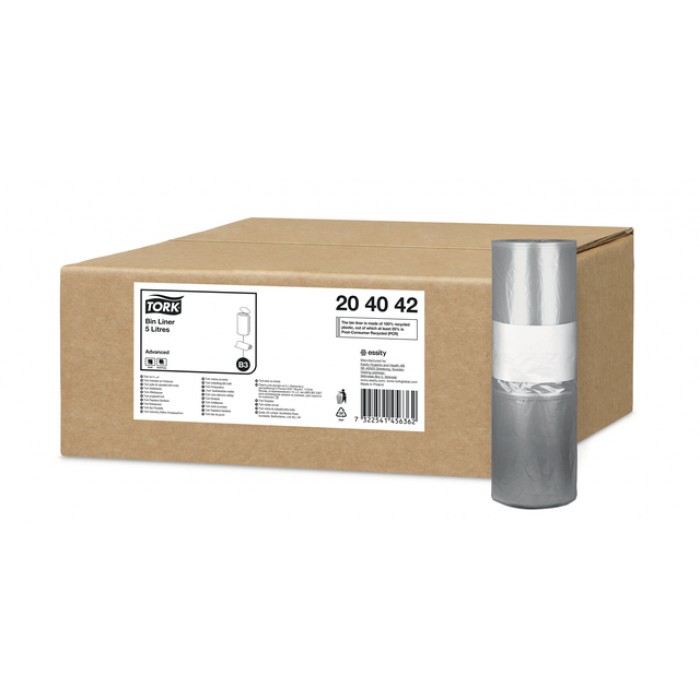 Afvalzak Tork B3 Advanced 33x40cm 5L transparant 204042