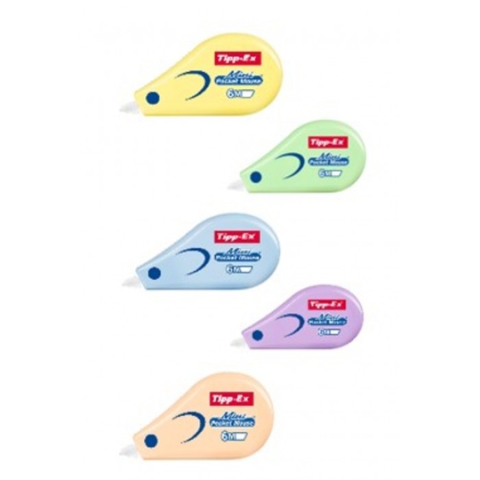 Correctietape Tipp-Ex mini pocket mouse 5mmx5m pastel assorti