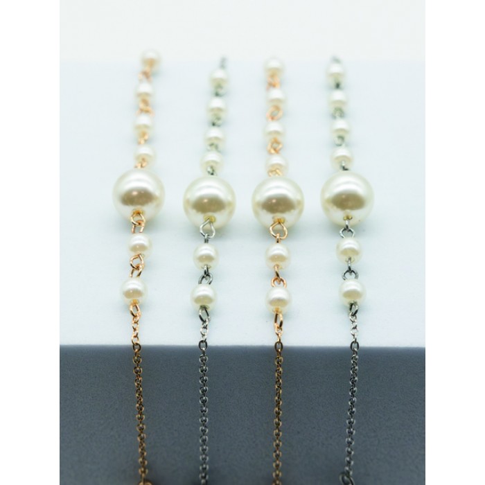 Brillenketting I Need You assorti parels met goud en zilver 4 stuks