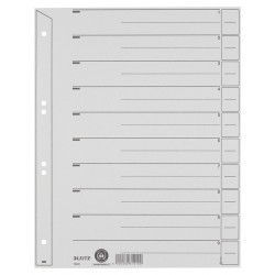 Scheidingsbladen Leitz A4 karton 200gr 6-gaats grijs 100 stuks