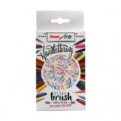 Brushpen Pentel SES15C Sign Artist standaardkleuren 12 stuks