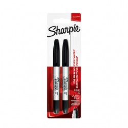 Viltstift Sharpie rond Twin tip ultra fijn & fijn zwart blister à 2 stuks