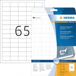 Etiket HERMA 4212 38.1x21.2mm verwijderbaar wit 1625stuks
