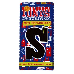 Chocoladeletter Tony's Chocolonely puur pepernoot S 180gr