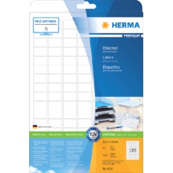 Etiket HERMA 4333 25.4X10mm A4 25st