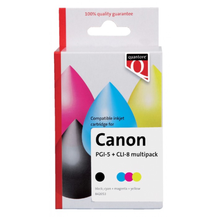 Inktcartridge Quantore alternatief tbv Canon PGI-5 CLI-8 zwart + 3 kleuren