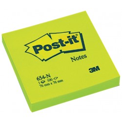 Memoblok 3M Post-it 654 76x76mm neon groen
