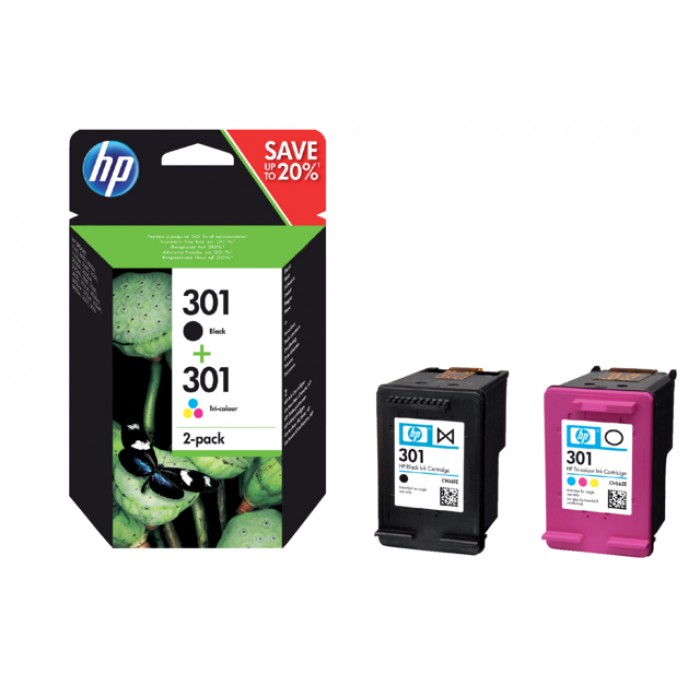 Inktcartridge HP N9J72AE 301 zwart + kleur