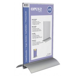 Kaarthouder OPUS 2 T-standaard A5 staand acryl aluminium