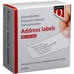 Labeletiket Quantore DK-11201 29x90mm adres wit