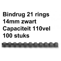 Bindrug GBC 14mm 21rings A4 zwart 100stuks