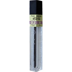Potloodstift Pentel B 0.2mm zwart koker à 12 stuks