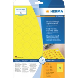 Etiket HERMA 8034 30mm rond weerbestendig geel 1200stuks