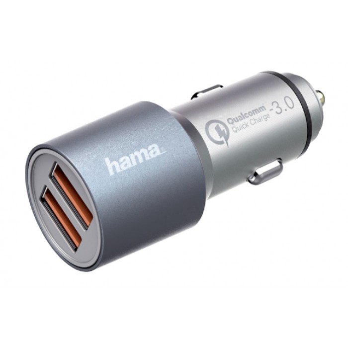 Autolader Hama USB-A 2X 4.8A snel grijs