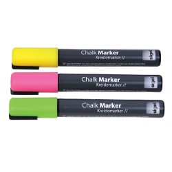 Krijtmarker Sigel whiteboard fluor roze/geel/groen 1-5mm