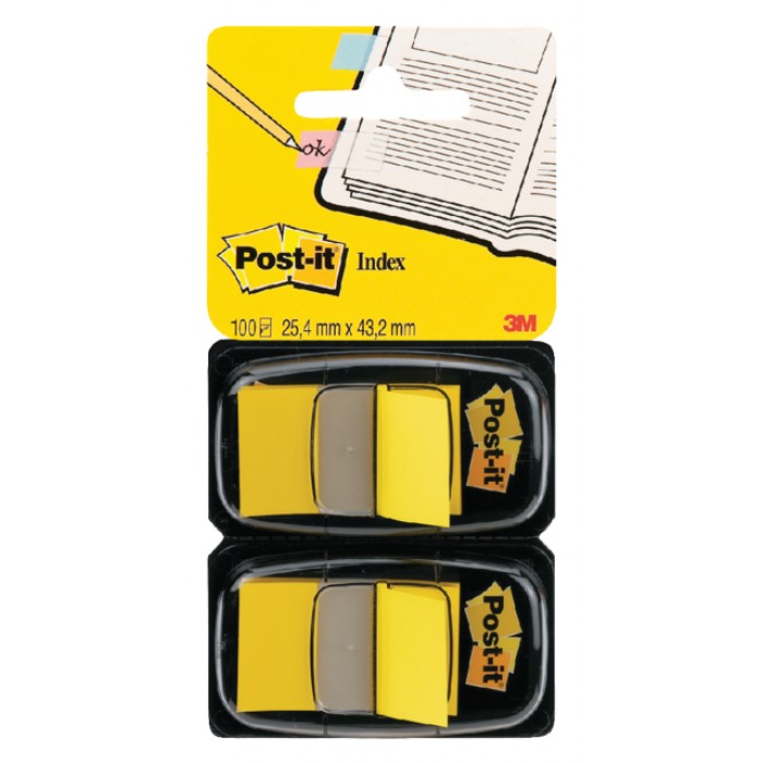 Indextabs Post-it 680 25.4x43.2mm duopack geel 2x50 tabs