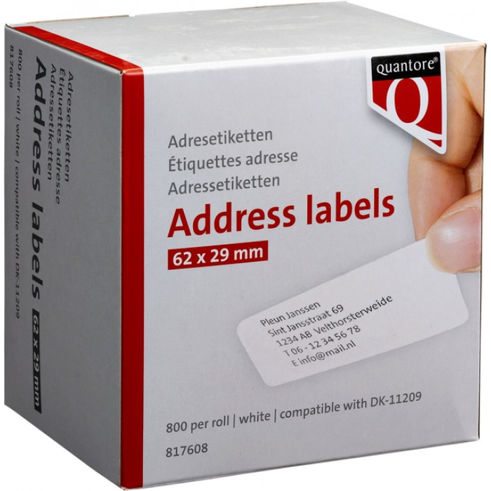 Labeletiket Quantore DK-11209 29x62mm adres wit