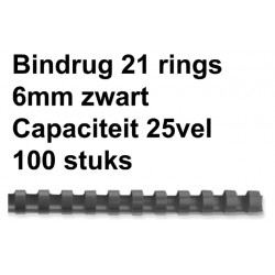 Bindrug GBC 6mm 21rings A4 zwart 100stuks