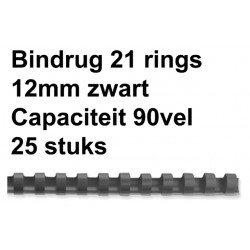 Bindrug Fellowes 12mm 21rings A4 zwart 25stuks