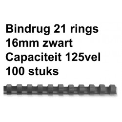 Bindrug Fellowes 16mm 21rings A4 zwart 100stuks
