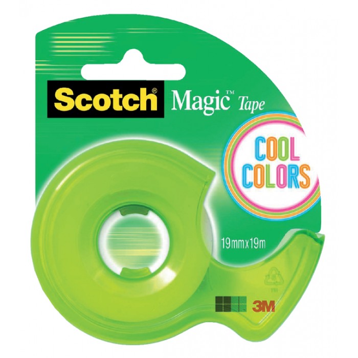 Plakband Scotch 810 19mmx19m onzichtbaar + handdispenser Cool Colors